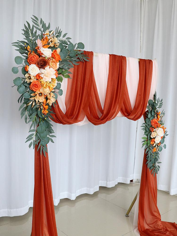 Vintage Orange Simulation Silk Flower Fascia Arch Flower Outdoor Wedding Scene Decoration